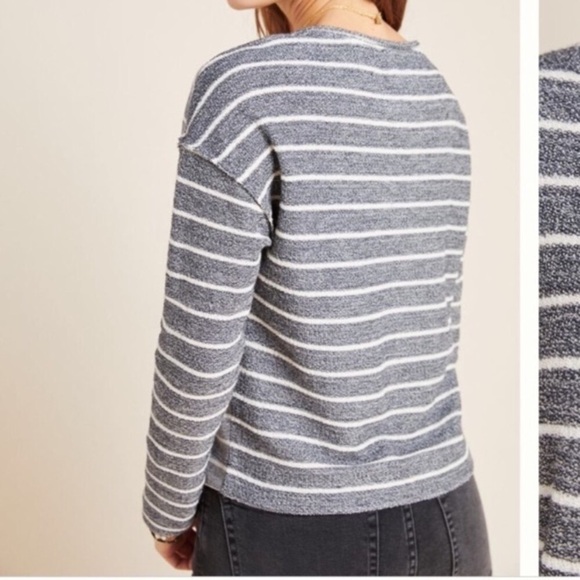 NWT Anthropologie Textured Sweatshirt Striped - Picture 3 of 8